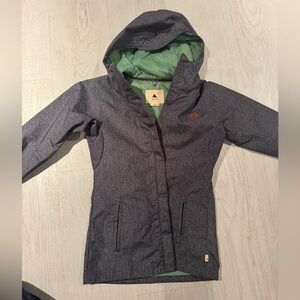 Gray Hooded Jacket with Green Lining